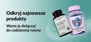 Baner promujący najnowsze produkty i świeże rynkowe nowości iHerb, które warto dołączyć do swojej codziennej rutyny dbaniu o zdrowie i samopoczucie.