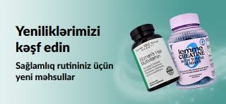 Sağlamlıq rutininizə əlavə edə biləcəyiniz iHerb-ün ən yeni məhsul və yeniliklərini təbliğ edən banner