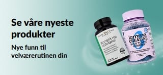 Banner som promoterer iHerbs nyeste produkter og nye funn du kan legge til i velværerutinen din