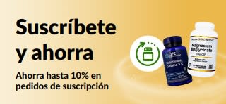 Banner de “Suscríbete y ahorra” de iHerb, con el que los clientes pueden ahorrar hasta 10% en pedidos de suscripción
