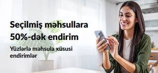 Seçilmiş məhsullara 50%-dək endirim banneri