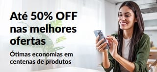 Banner promovendo até 50% OFF nas melhores ofertas