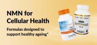 Banner promoting 'NMN for Cellular Health', formulas designed to support healthy ageing