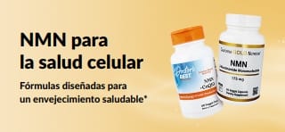 Banner que promociona “NMN para la salud celular”, fórmulas diseñadas para un envejecimiento saludable