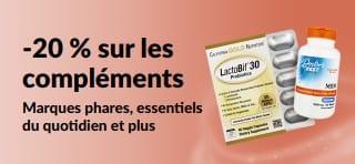 Bannière promotionnelle sur les compléments à -20 %