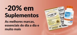 Banner a promover Suplementos com 20% de desconto