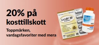 Banner som marknadsför 20% på kosttillskott