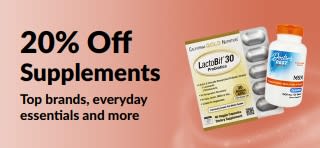 Banner promoting 20% off Supplements