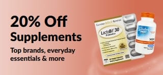 Banner promoting 20% off Supplements