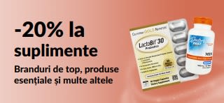 Banner cu 20% reducere la suplimente.