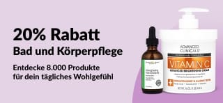 iHerb-Banner mit 20% Rabatt auf Bad- und Körperpflegeprodukte.