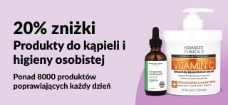 Baner iHerb oferujący 20% zniżki na produkty do kąpieli i higieny osobistej.