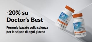 Ricevi il 20% di sconto sui prodotti Doctor's Best con il codice promozionale OCT26DRB; in evidenza CoQ10 e Magnesio.
