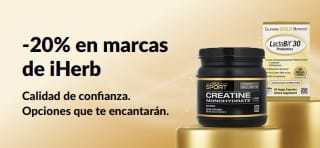 Consigue un -20% en marcas de iHerb con el código OCT26HB, con California Gold Nutrition CollagenUP, Creatina monohidratada, y LactoBif 30 Probióticos.