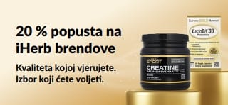 Ostvarite 20 % popusta na iHerb brendove uz promotivni kod OCT26HB, uključujući California Gold Nutrition CollagenUP, kreatin monohidrat i LactoBif 30 probiotike.