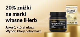Odbierz 20% rabatu na marki własne iHerb z kodem promocyjnym OCT26HB, w tym na California Gold Nutrition CollagenUP, monohydrat kreatyny oraz probiotyki LactoBif 30.