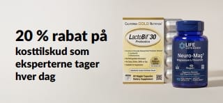 Få 20 % rabat på de kosttilskud, som eksperterne tager hver dag, med rabatkoden OCT26DAILY.