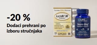 Ostvarite 20 % popusta na dodatke prehrani koje stručnjaci svakodnevno uzimaju uz promo kod OCT26DAILY.