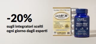 Risparmia il 20%sugli integratori scelti ogni giorno dagli esperti con il codice OCT26DAILY.