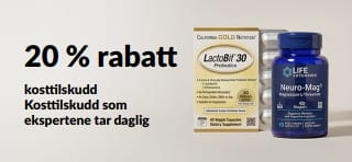 Få 20 % rabatt på kosttilskudd som ekspertene tar daglig, med rabattkoden OCT26DAILY.