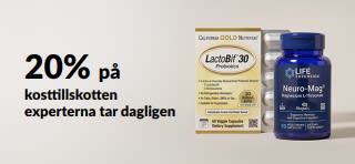20% på kosttillskotten experterna tar dagligen med koden OCT26DAILY.