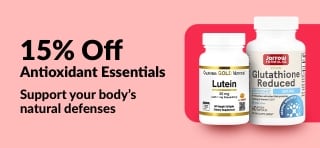 15% off antioxidant supplements with code MAR26ANTI, featuring wellness products.