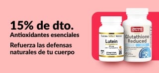 15% de descuento en antioxidantes con el código MAR26ANTI, mostrando productos de bienestar.