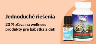 Banner iHerb propagujúci 20 % zľavu na wellness produkty pre bábätká a deti, vrátane vitamínov a žuvacích cukríkov.
