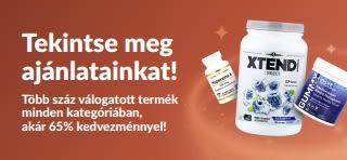 iHerb akciós ajánlatok banner, amely akár 65%-os kedvezményt kínál minden kategóriában, étrend-kiegészítőket és wellness termékeket ábrázolva.