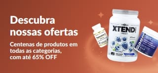 Banner “Descubra nossas ofertas” da iHerb promovendo até 65% OFF em diversas categorias, com destaque para suplementos e produtos de bem-estar.