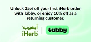 Unlock 25% off your first iHerb order with Tabby, or enjoy 10% off as a returning customer.