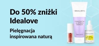 Produkty do pielęgnacji skóry Idealove z rabatem do 50%; promocja naturalnego piękna z oczyszczaniem, serum i zestawem płatków pod oczy.