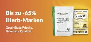 Bis zu 65% Rabatt auf iHerb-Marken, darunter Kollagen und Nahrungsergänzungsmittel, bei denen Qualität und Frische im Vordergrund stehen.
