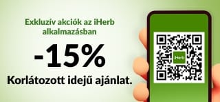 -15% AZ ELSŐ RENDELÉSRE AZ iHERB ALKALMAZÁSBAN