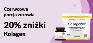Promocja oferująca 20% zniżki na kolagen z kodem JUN25C