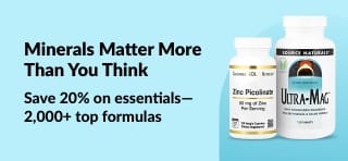 Promotional banner for 20% off 2,000+ mineral supplements using code AUG25MIN, featuring top product images.