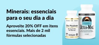 Banner promocional com 20% OFF em mais de 2 mil suplementos minerais usando o código AUG25MIN, apresentando imagens dos principais produtos.