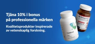 Tjäna 10% i bonus på professionella märken, med bild på premiumtillskott.