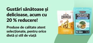 -20 % la gustări sănătoase, precum Catalina Crunch, Seaweed Crisps și Bear Fruit Rolls, create pentru toate dietele.