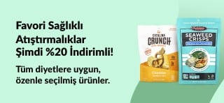 Catalina Crunch, Deniz Yosunu Cipsleri ve Bear Meyve Ruloları dahil sağlıklı atıştırmalıklarda %20 indirim, Tüm diyetlere uygun özenle seçilmiş ürünler.