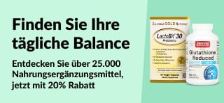 iHerb-Banner mit Werbung für 20% Rabatt auf über 25.000 Nahrungsergänzungsmittel mit dem Code OCT25SUPP, inklusive Wellness- und Vitaminprodukten.