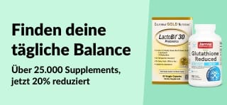iHerb-Banner mit Werbung für 20% Rabatt auf über 25.000 Nahrungsergänzungsmittel mit dem Code OCT25SUPP, inklusive Wellness- und Vitaminprodukten.