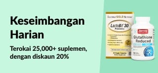 Sepanduk iHerb mempromosikan diskaun 20% untuk 25,000+ suplemen dengan kod OCT25SUPP, memaparkan produk kesihatan dan vitamin.