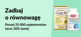 Baner iHerb promujący 20% zniżki na ponad 25 000 suplementów z kodem OCT25SUPP, w tym produkty wspierające zdrowie, energię i witaminy.