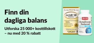 iHerb-banner som marknadsför 20 % rabatt på över 25 000 kosttillskott med koden OCT25SUPP, inklusive hälso- och vitaminprodukter.
