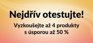 Propagační banner: Nejdříve otestujte! Vyzkoušejte až 4 produkty s úsporou až 50 %.