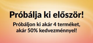 Promóciós banner: Próbálja ki először! Próbáljon ki akár 4 terméket, akár 50% kedvezménnyel!