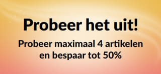 Actiebanner: Probeer het eerst! Probeer tot 4 artikelen en bespaar tot 50% 