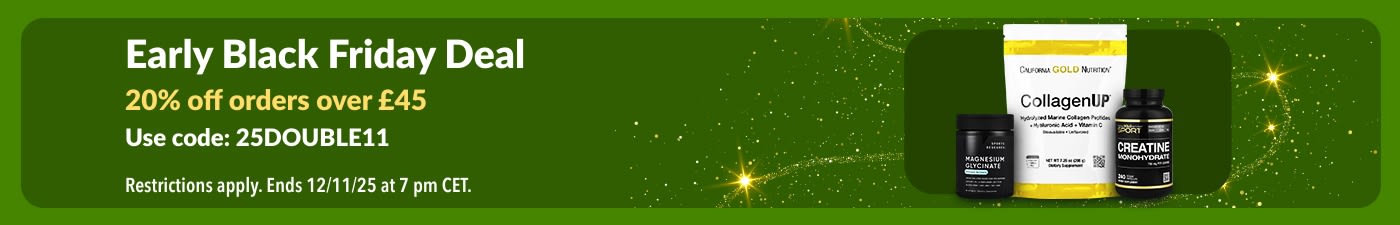 iHerb Early Black Friday banner, featuring CollagenUP and supplements.