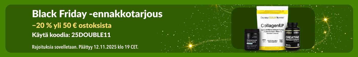 iHerb Early Black Friday -banneri, jossa on esillä CollagenUP ja lisäravinteita.